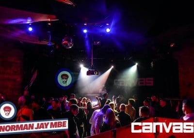 Crowd and lights on the dance floor at the Norman Jay night at Canvas Bournemouth