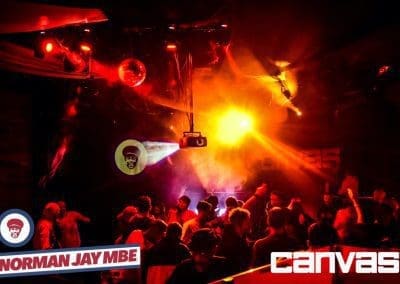 Crowd and lights on the dance floor at the Norman Jay night at Canvas Bournemouth