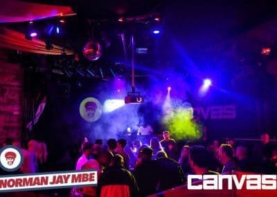 Crowd and lights on the dance floor at the Norman Jay night at Canvas Bournemouth