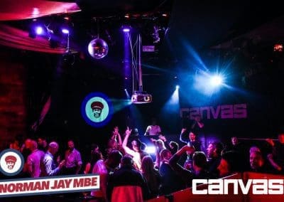 Crowd and lights on the dance floor at the Norman Jay night at Canvas Bournemouth