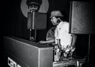 DJ playing on the decks at the Norman Jay night at Canvas Bournemouth
