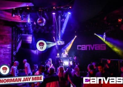 Crowd and lights on the dance floor at the Norman Jay night at Canvas Bournemouth