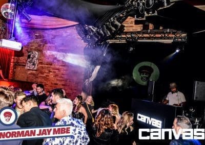 Crowd and lights on the dance floor at the Norman Jay night at Canvas Bournemouth