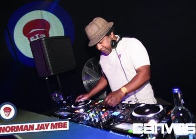 DJ playing on the decks at the Norman Jay night at Canvas Bournemouth