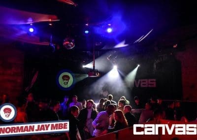 Crowd and lights on the dance floor at the Norman Jay night at Canvas Bournemouth